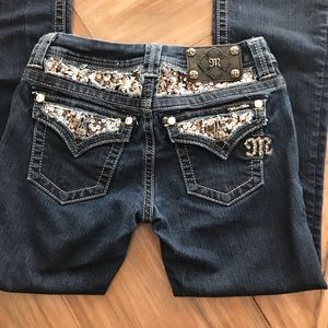Miss Me Denim Boot Cut Silver/copper bling 25